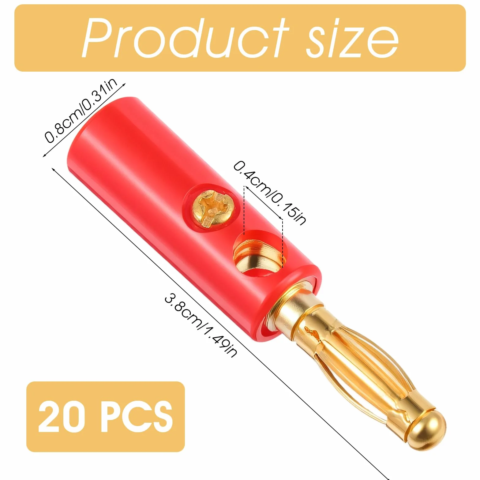 Wtyki bananowe 4 mm 20 sztuk do głośników kabli HiFi stereo