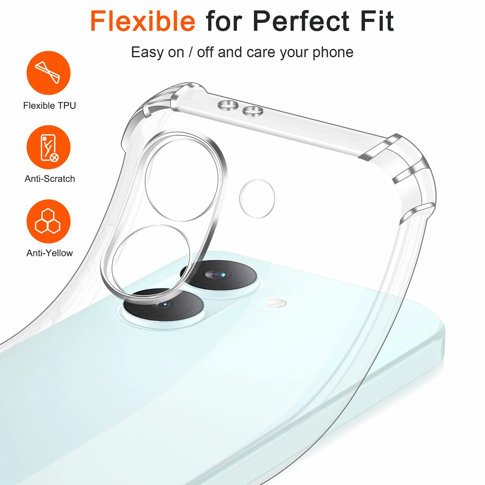 iVoler Etui 3 w 1 do Xiaomi Poco X8 Pro 5G z 2 sztukami szkła hartowanego, odporna na wstrząsy przezroczysta obudowa odporna na zarysowania, cienka miękka silikonowa obudowa ochronna TPU