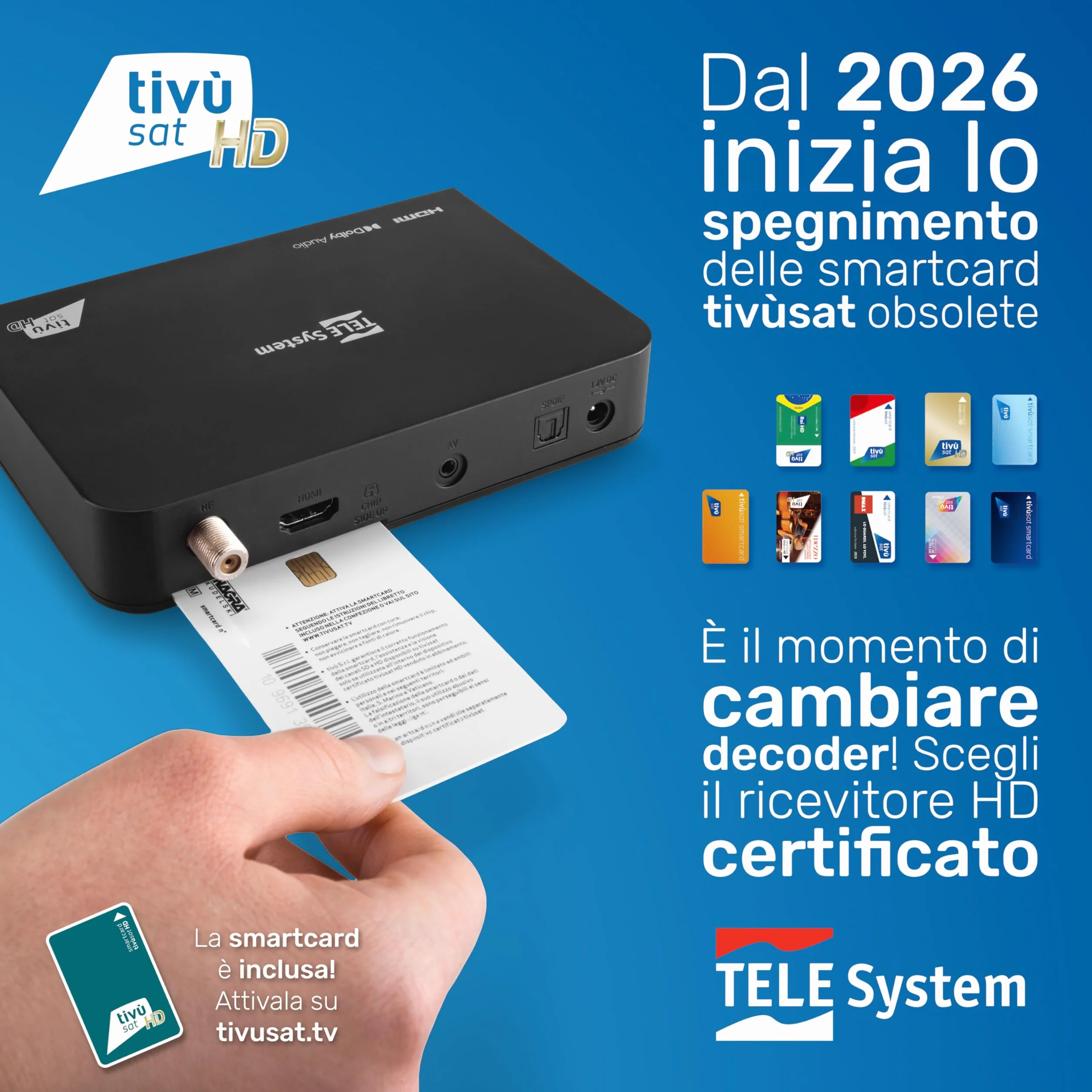 TELE System Dekoder satelitarny TS9019HEVC Tivùsat Classic Smartcard DAZN