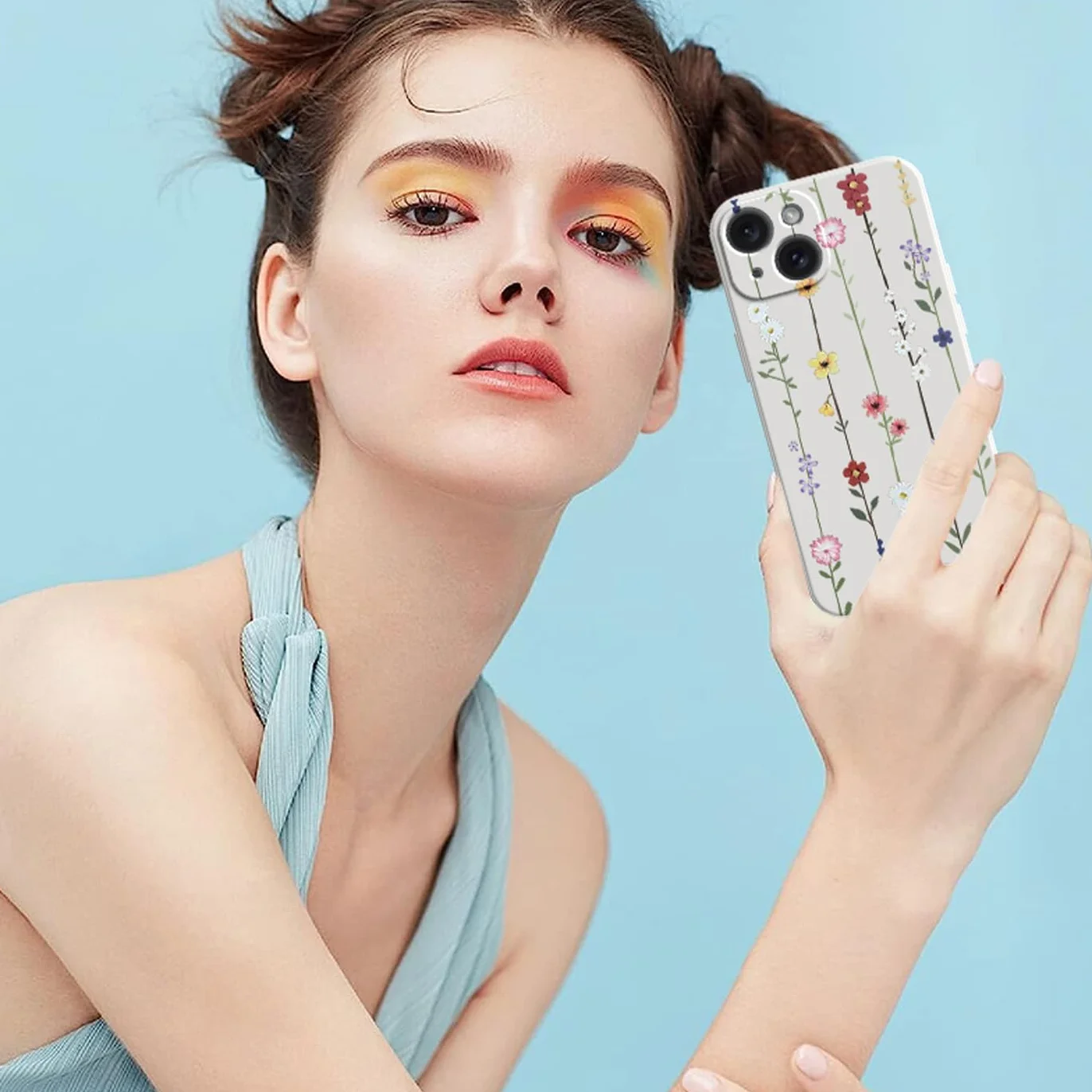 YUXING Silikonowe etui ochronne do Motorola Moto G05, kwiat fioletowy