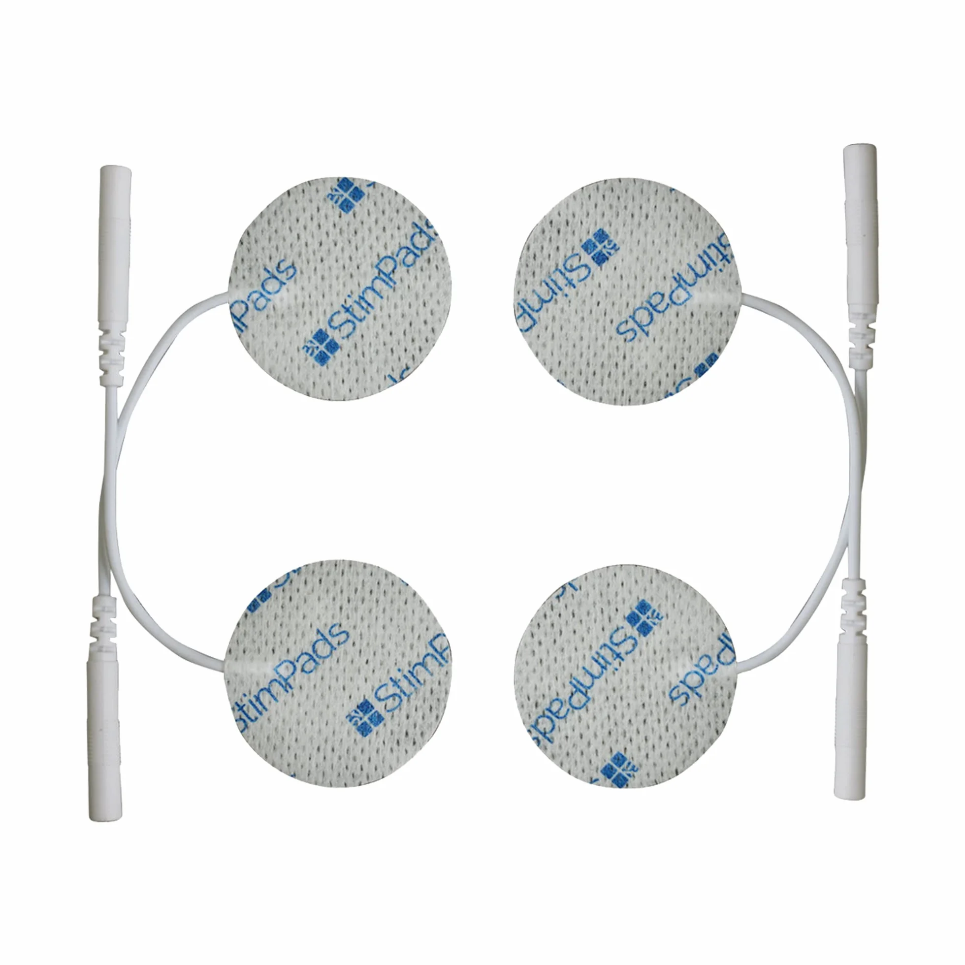 EMS & TENS podkładki do elektrod – 4 sztuki Ø 32 mm z przyłączem PINowym 2 mm – trwałe elektrody samoprzylepne wielokrotnego użytku – dobra przyczepność i przewodność – certyfikowany produkt