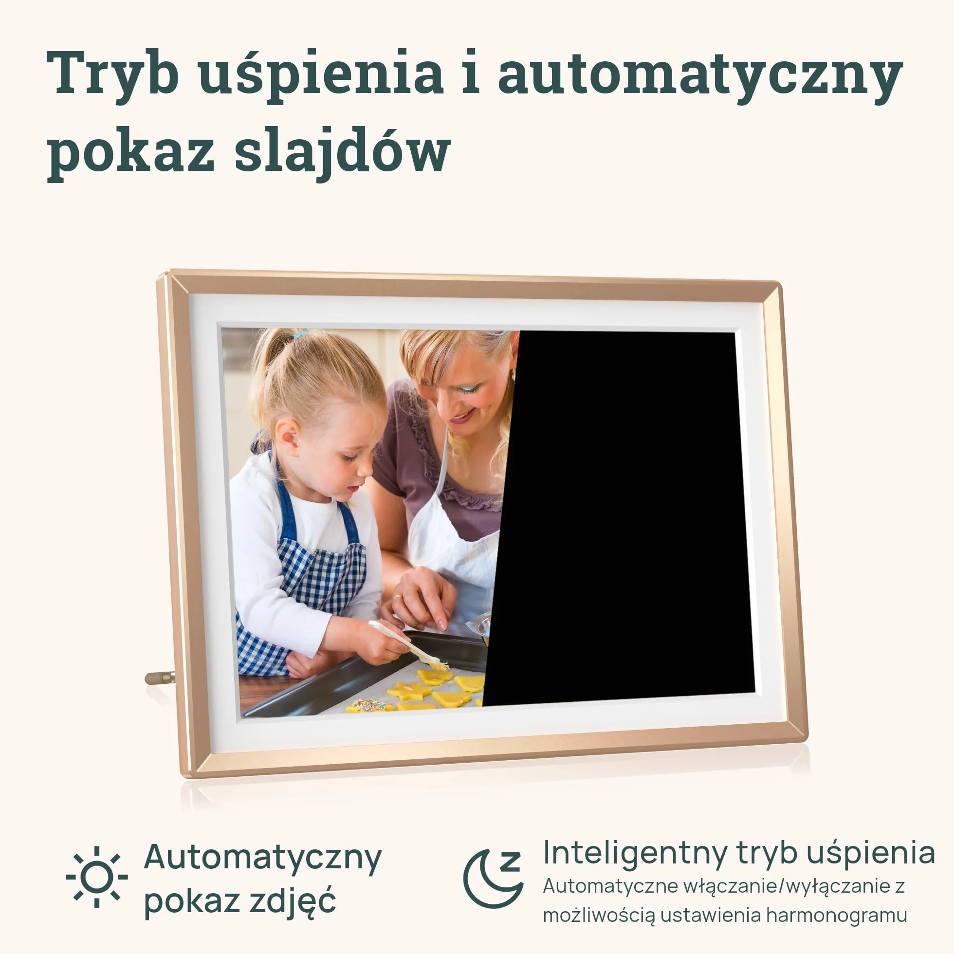 ARZOPA Cyfrowa Ramka na Zdjęcia WiFi 10,1" IPS Ekran Dotykowy HD Metalowa Bez Abonamentu D10 GOLD