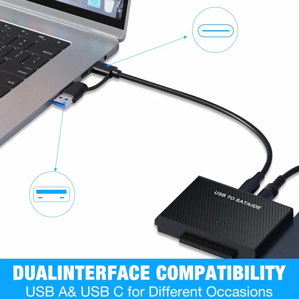 Mineup Adapter IDE SATA na USB C 3.0 do 2,5/3,5 cala HDD SSD