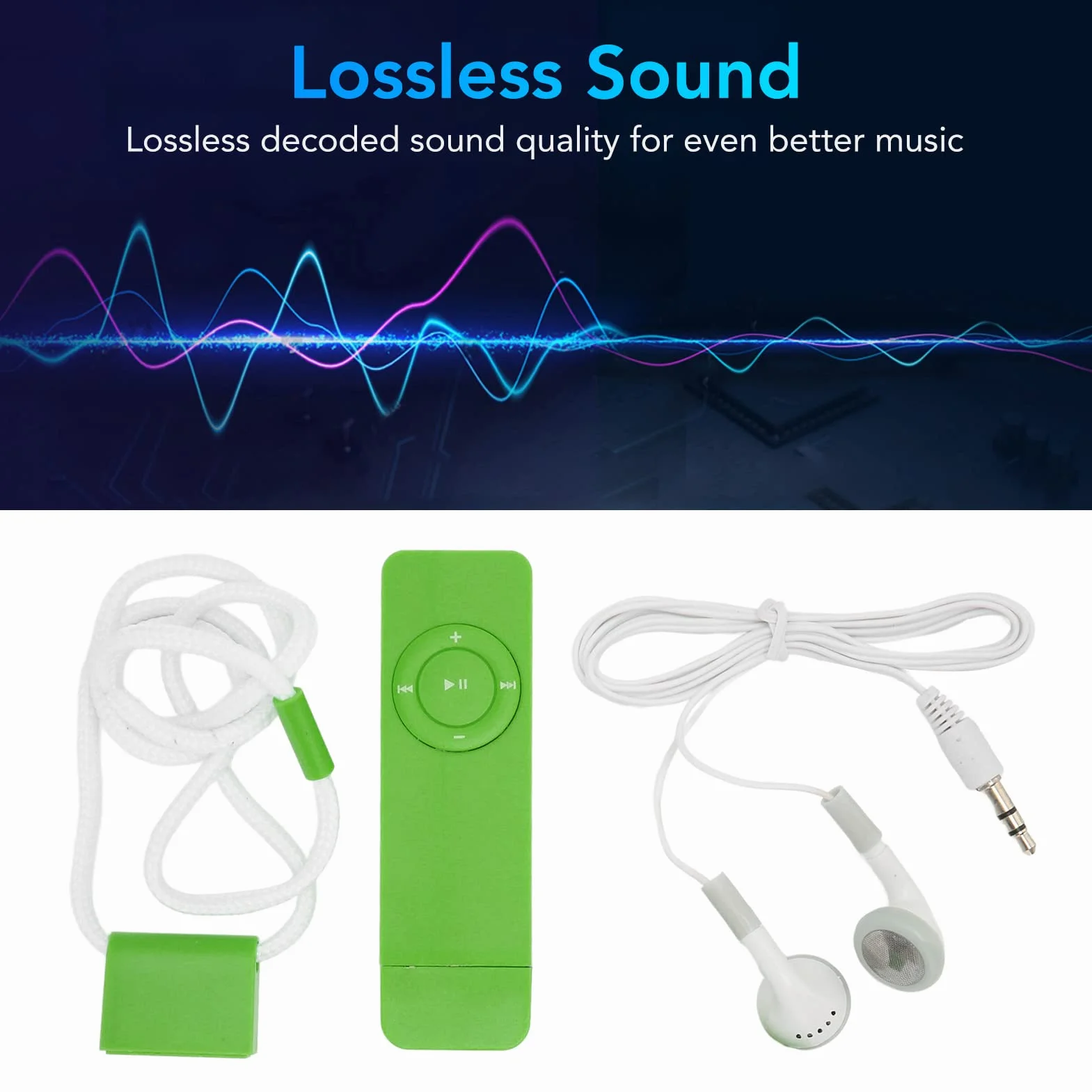 Mini Odtwarzacz Muzyczny, Przenośny Bezstratny HIFI MP3 ze Słuchawkami, 180mAh Student Obsługa Karty Pamięci 64G, do Pracy Studyjnej Sportowej (Zielony)