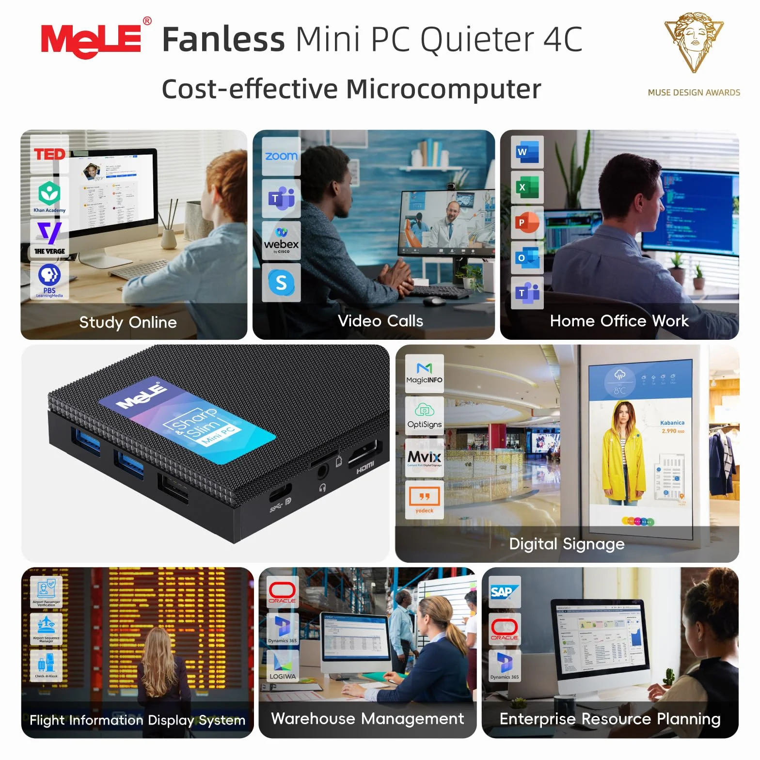 MeLE Fanless Mini PC Quieter 4C N150 16GB RAM 512GB Pamięci Cichy Komputer do IoT USB-C Podwójnym HDMI