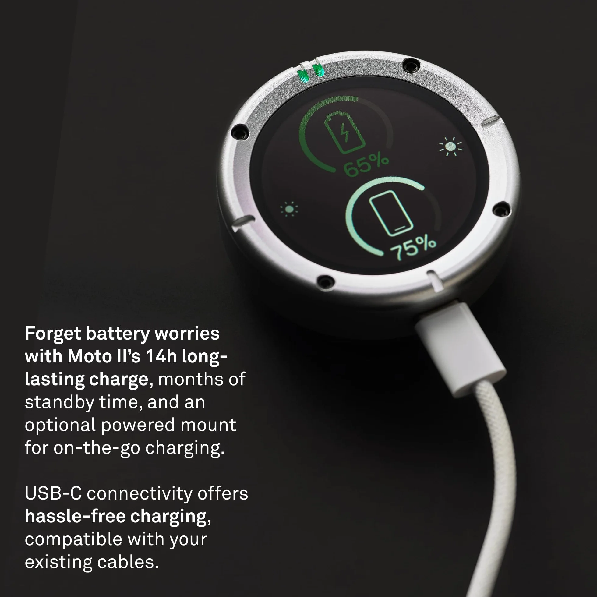 Beeline Moto II urz?dzenie nawigacyjne do motocykli, globalna nawigacja, interfejs minimapy, czas pracy baterii 14 godzin, wodoodporno?? IP67, odporne na wstrz?sy, ?adowanie USB-C z uchwytem na pasek