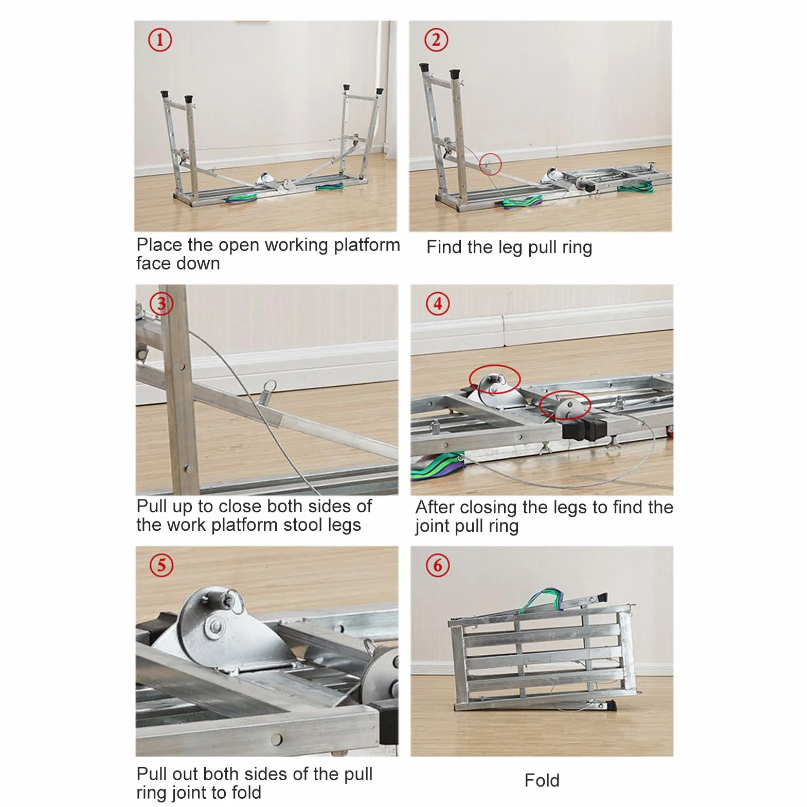 Aluminiowe rusztowania regulowana składana platforma robocza 200 kg 60-90 cm ocynkowana