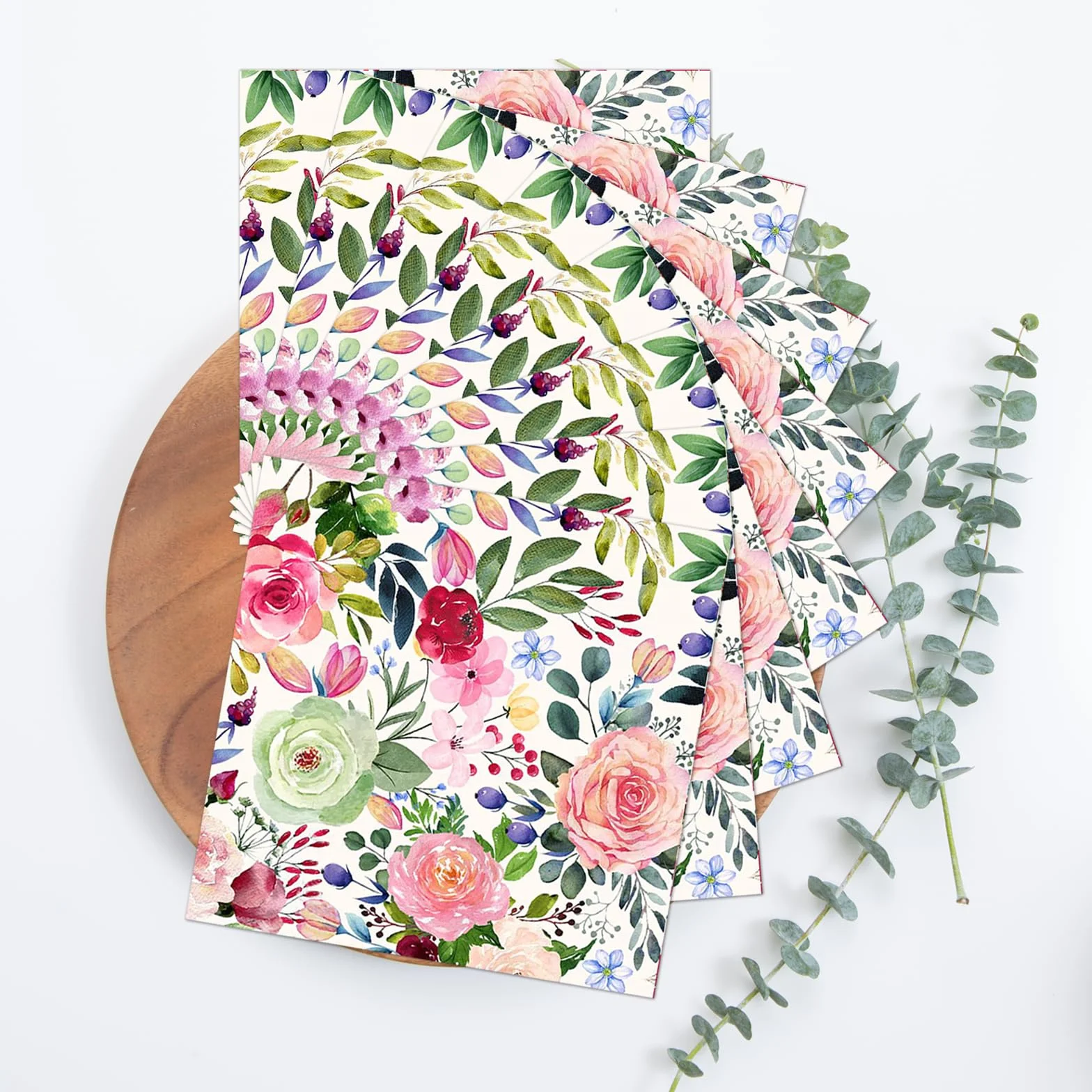 Kotkiddy serwetki papierowe Blumen, 20 sztuk serwetek z kwiatów róży na lunch, kwiatowe artykuły imprezowe, dekoracje urodzinowe, papier na imprezę w kwiaty, 33 x 33 cm