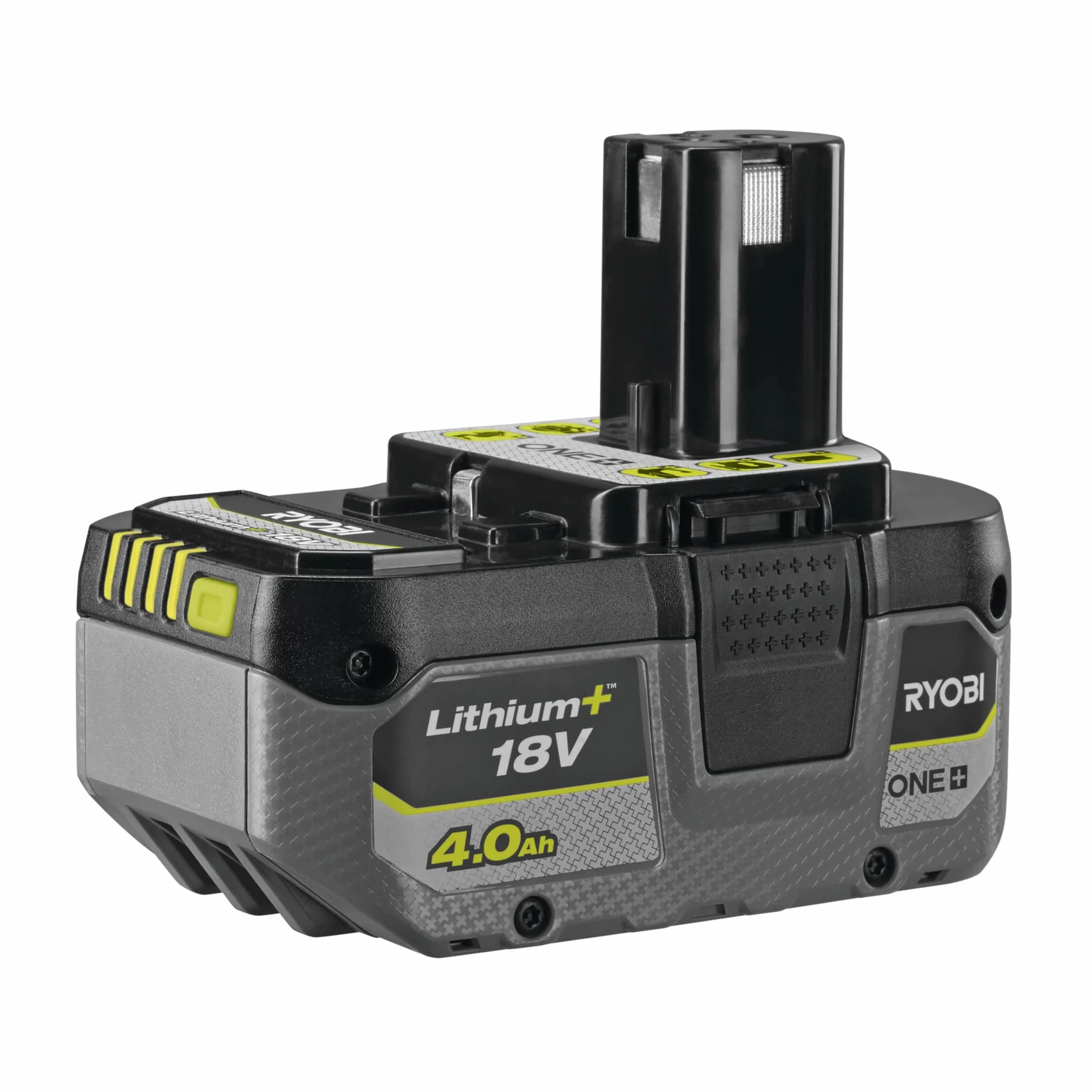 Ryobi Akumulator Litowo-Jonowy, Rb1840X, Pojemność 4.0 Ah, Wskaźnik Poziomu Naładowania, Ochrona przed Przegrzaniem oraz Przeciążeniem, Kompatybilny ze Wszystkimi Elektronarzędziami Ryobi linii 18 V