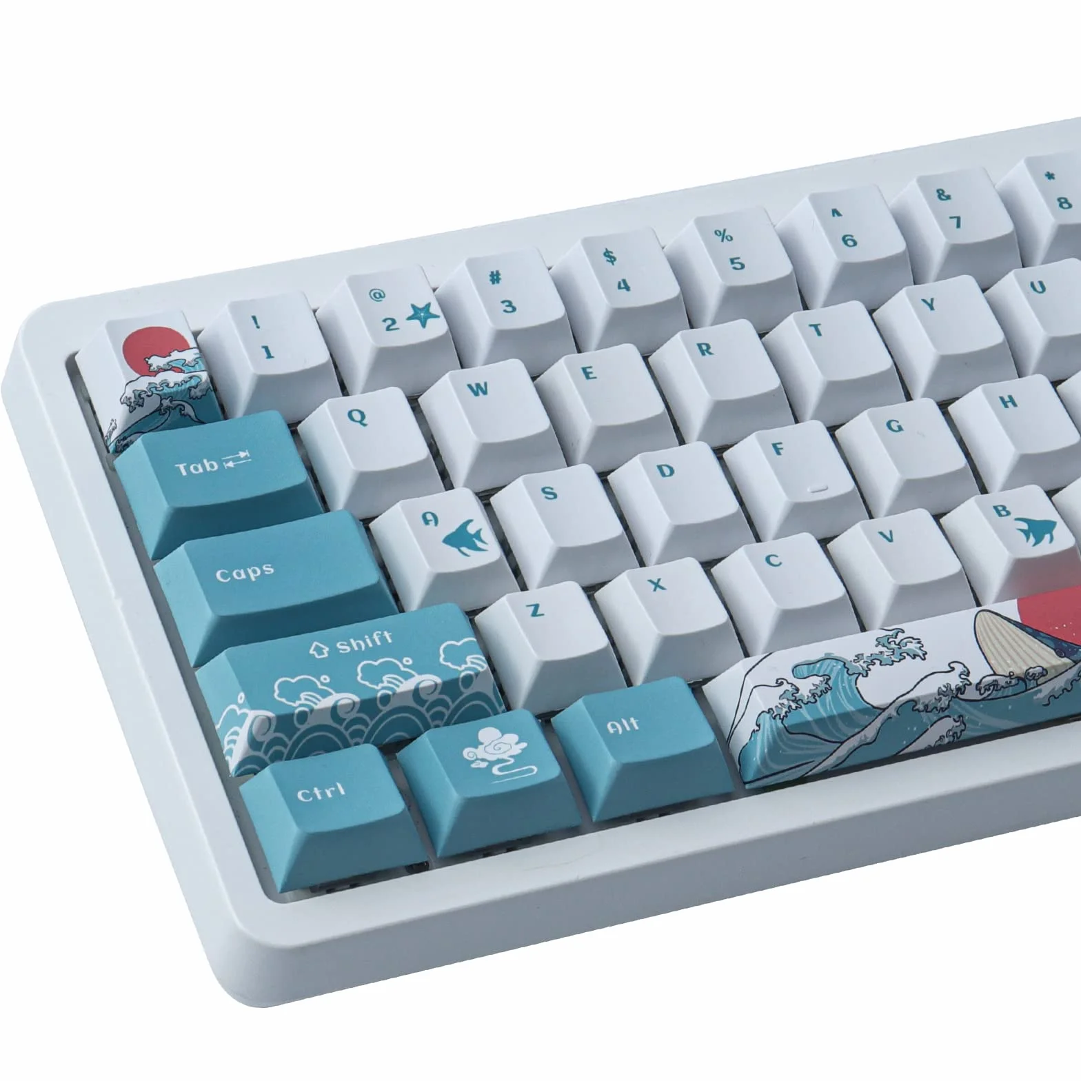 Nasadki klawiszy PBT, 100 klawiszy Cherry Profile Dye Sublimation, Coral Sea Keycaps do układu ISO/ANSI 61/64/68/87 Gateron MX przełączniki klawiatura mechaniczna