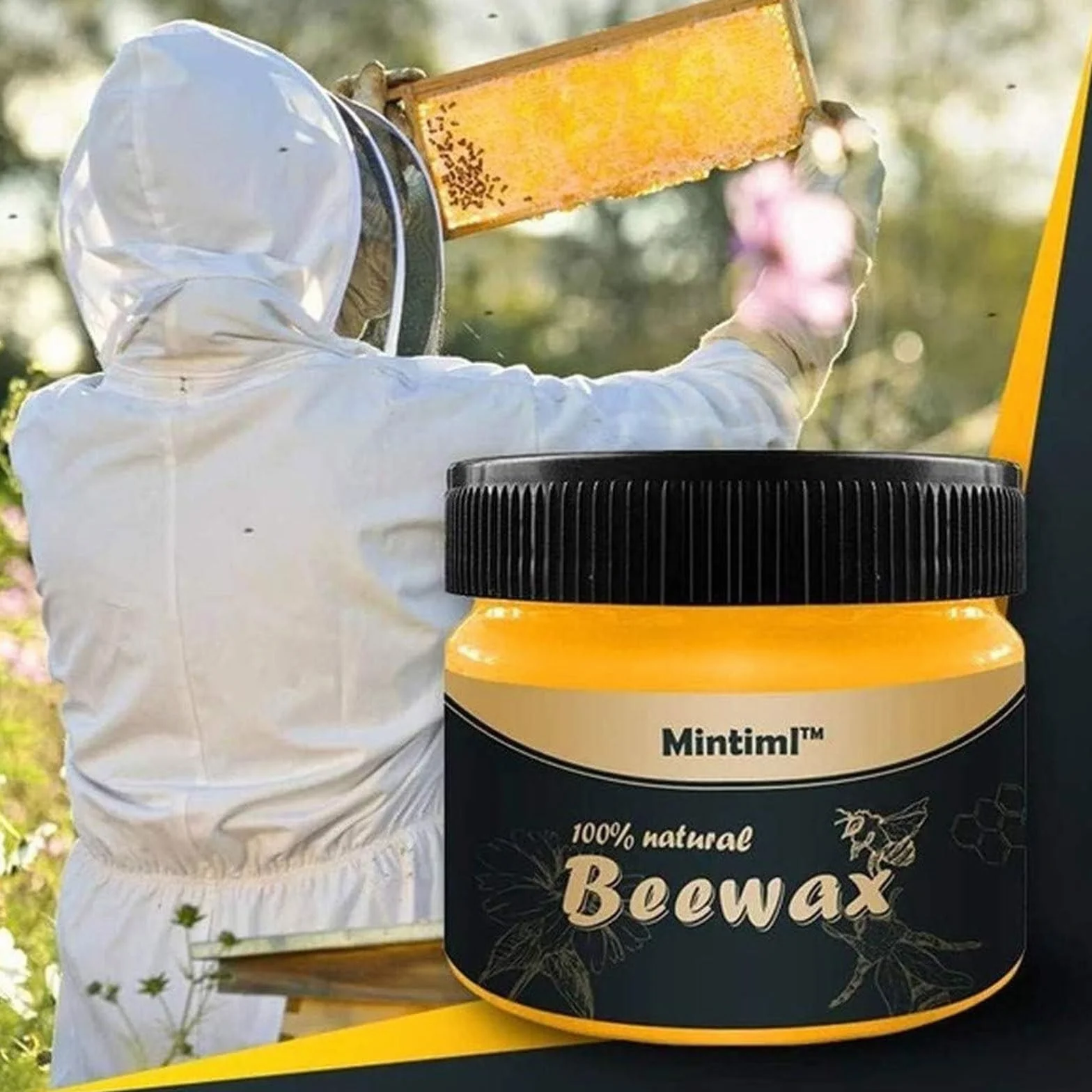 Wosk pszczeli do pielęgnacji mebli, naturalny wosk do drewna, wosk pszczeli, wosk do mebli, wosk pszczeli do pielęgnacji drewna, 2 x 85 g z 2 gąbkami
