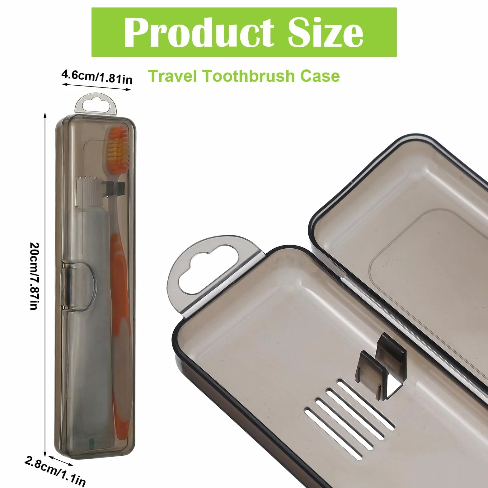 2 sztuki etui na szczoteczki do zębów do podróży, 20 cm, przezroczyste etui na szczoteczki do zębów, etui na szczoteczki do zębów do podróży, przenośny uchwyt na szczoteczki do zębów z