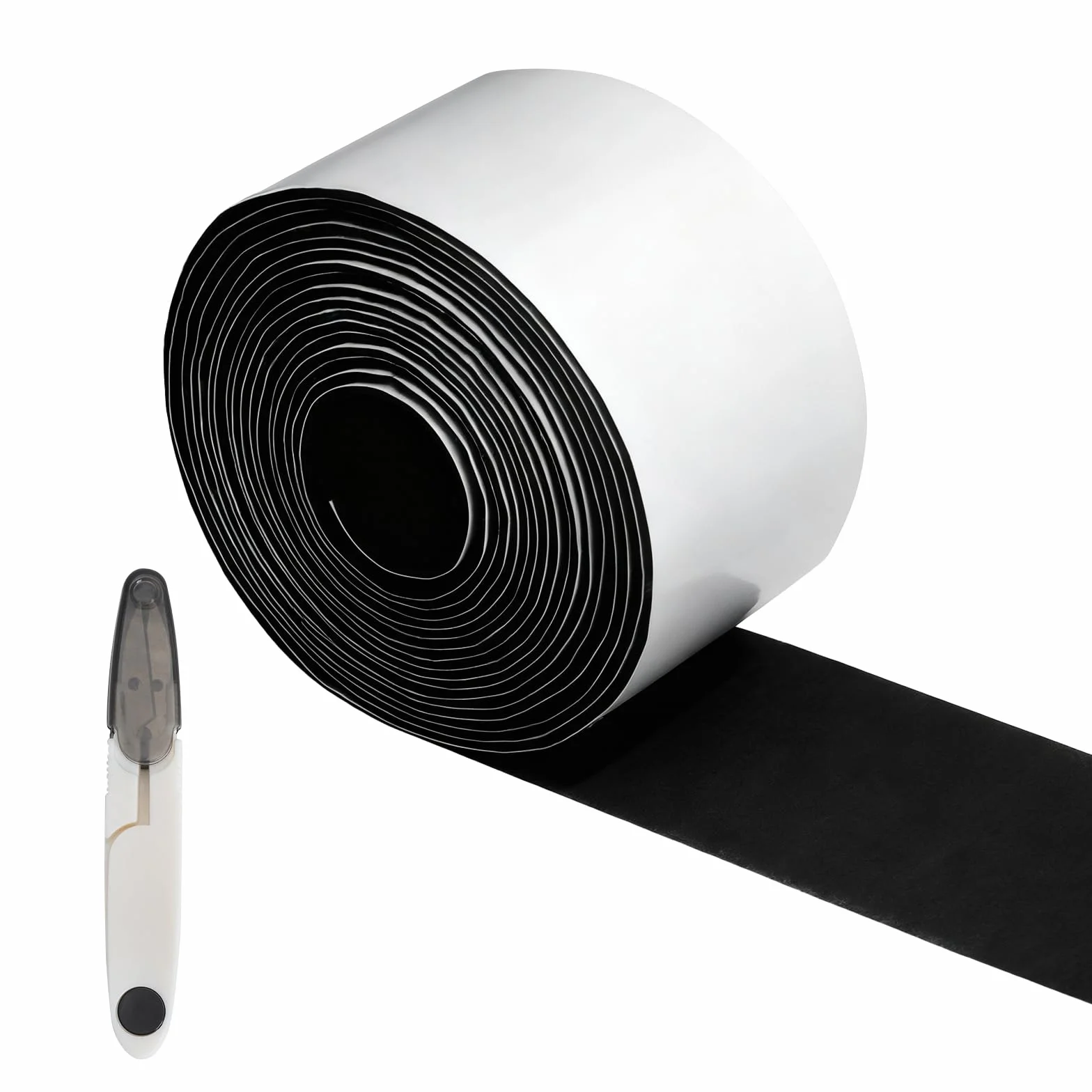 Taśma Filcowa Samoprzylepna 5 cm x 6 m Czarna, Filc Samoprzylepny 1 mm, Pasek Filcowy do Cięcia, Ślizgacze Filcowe do Mebli z Nożyczkami, Ochrona Podłogi i Twardych Powierzchni