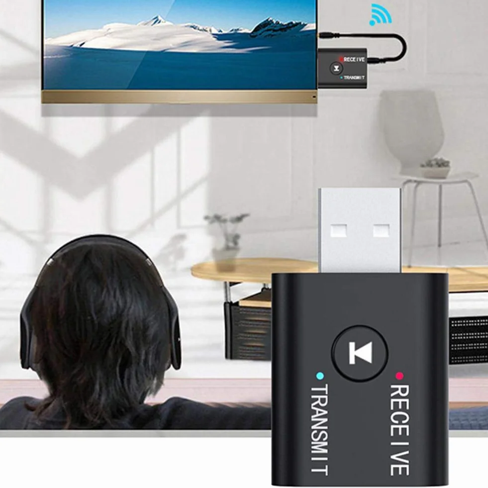 ASHATA nadajnik odbiornik Bluetooth 5.0, ABS 2 w 1 adapter audio