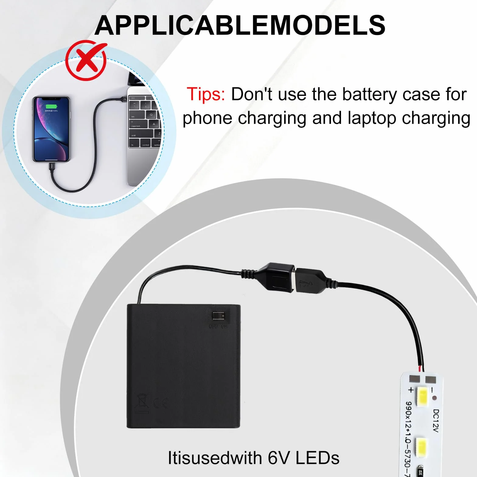 4 Sztuki Uchwytów na Baterie AA z Portem USB i Przełącznikiem, 6V, Tworzywo Sztuczne, 4 x 1,5V Pojemnik na Baterie do Samochodów RC LED