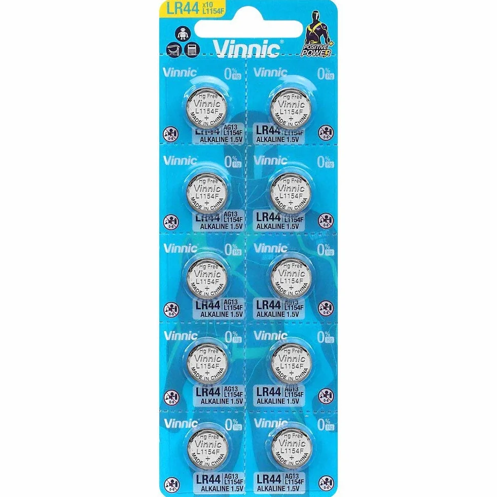 Vinnic baterie alkaliczne L1154F LR44 AG13 1,5 V 10 sztuk