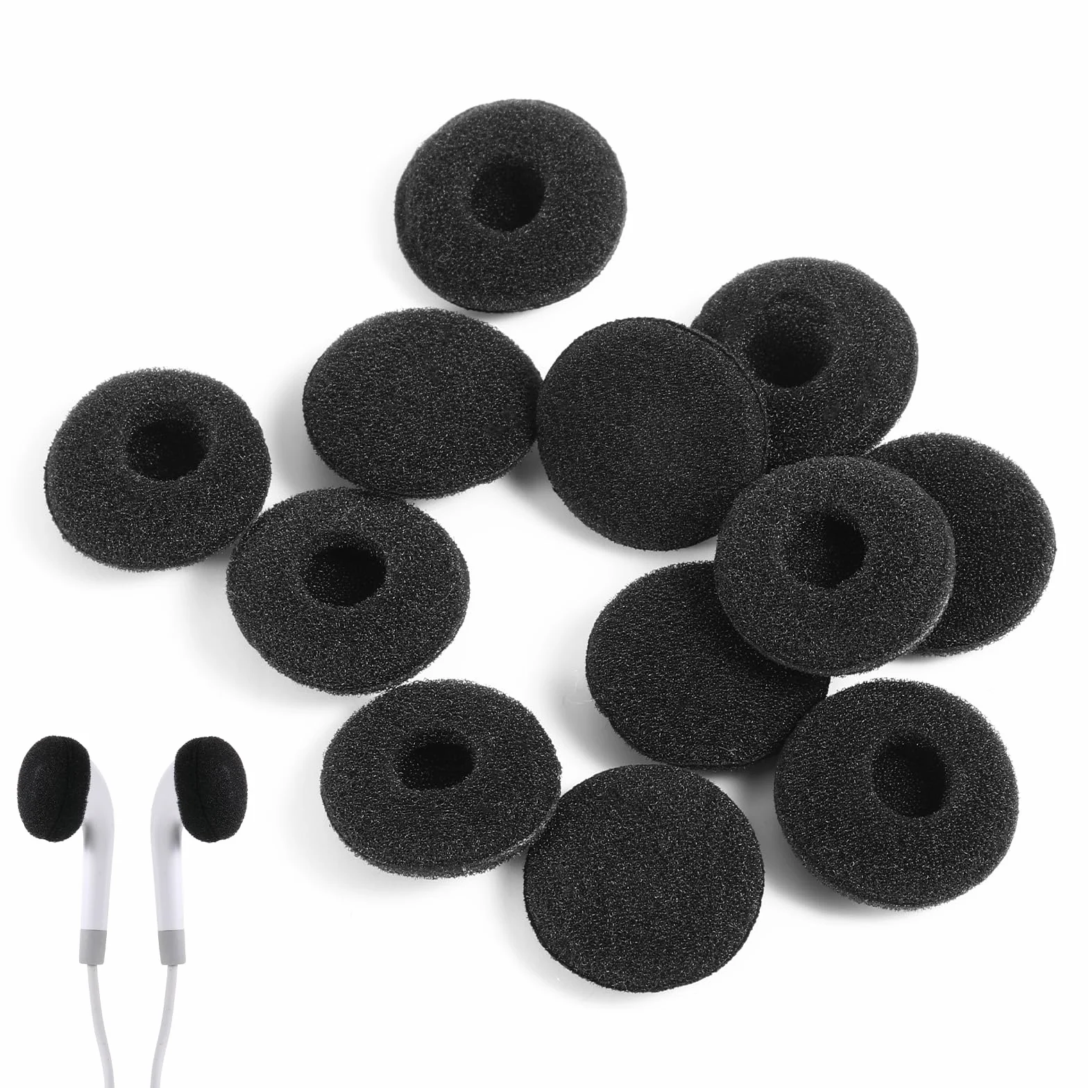 Piankowe wkładki do słuchawek dousznych, wymienne nakładki, gąbka, miękkie nauszniki 18 mm, 12 sztuk