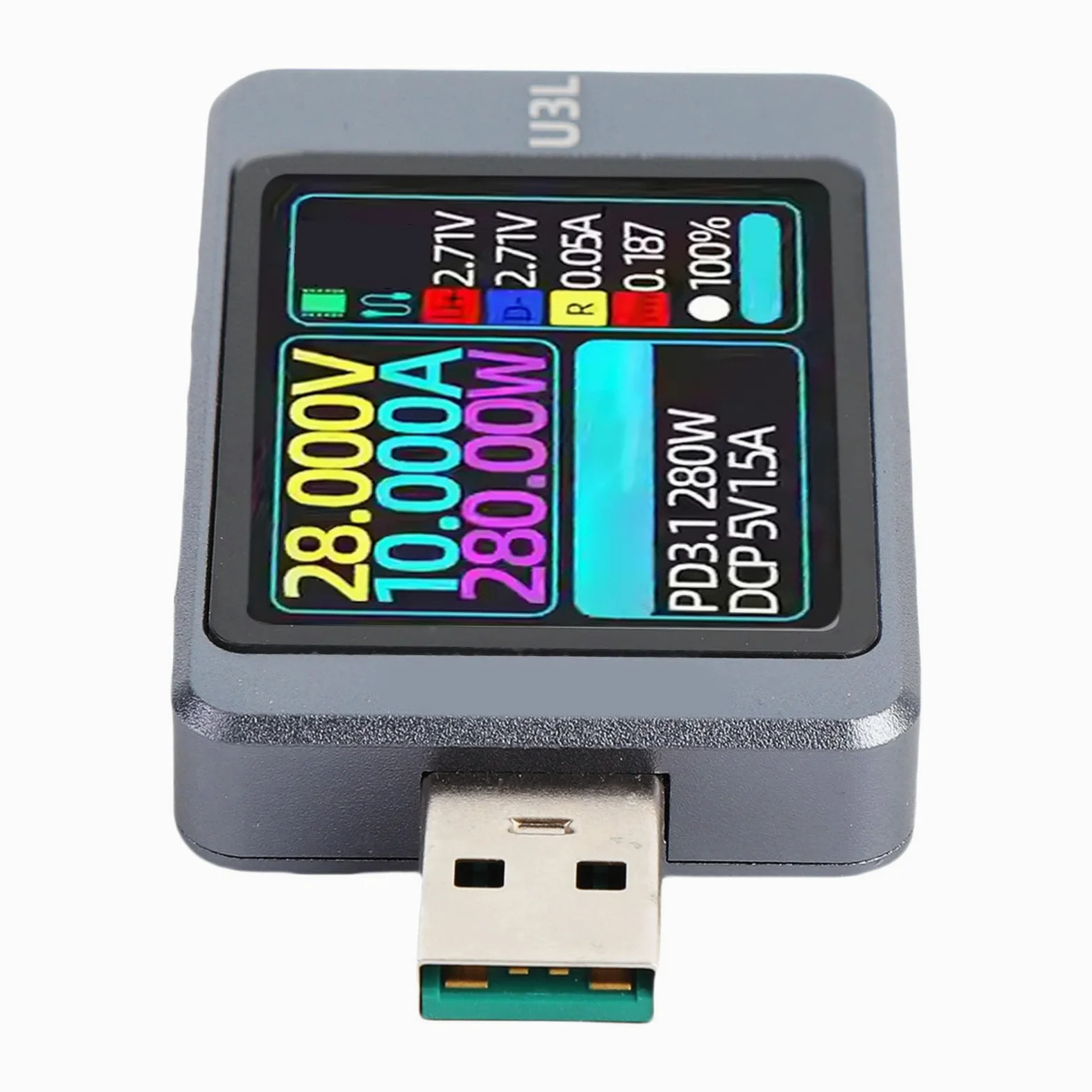 Tester napięcia i prądu USB Przenośny ekran o przekątnej 1,77 cala dla entuzjastów elektroniki
