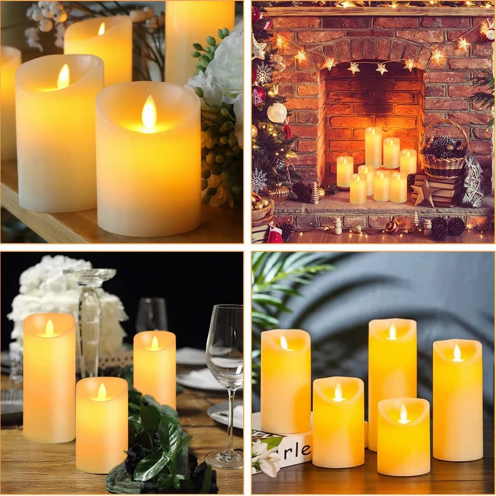 flintronic Świece bezpłomieniowe LED, 3 szt., świece filarowe z pilotem zdalnego sterowania i funkcją timera, Φ 7,5 cm x wys. 10 cm / 12 cm / 15 cm, świece LED na urodziny, imprezę, ślub, hotel