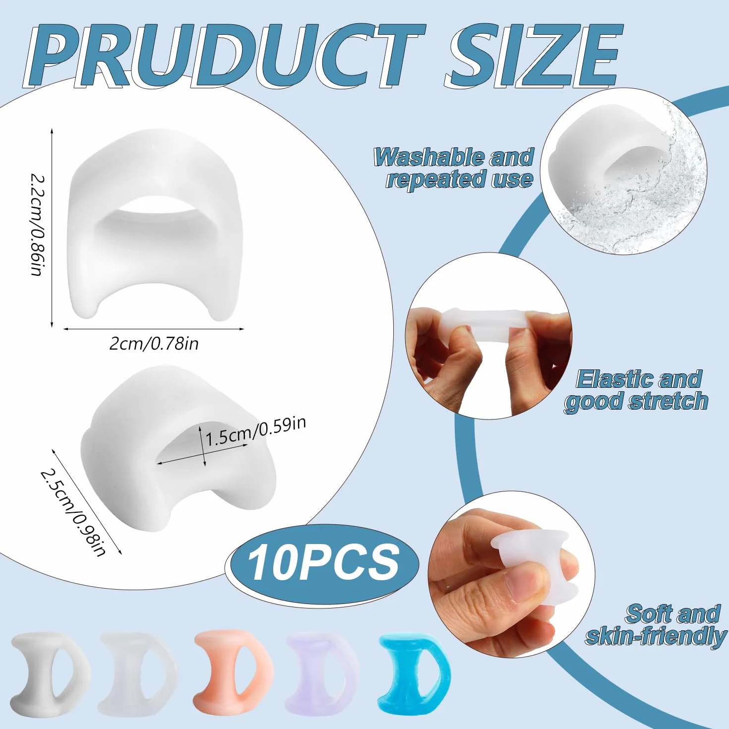 10 sztuk separatorów palców żelowy silikonowy separator palców mały palec separator palców silikonowy separator palców Hallux Valgus separator palców separatory separator palców dla