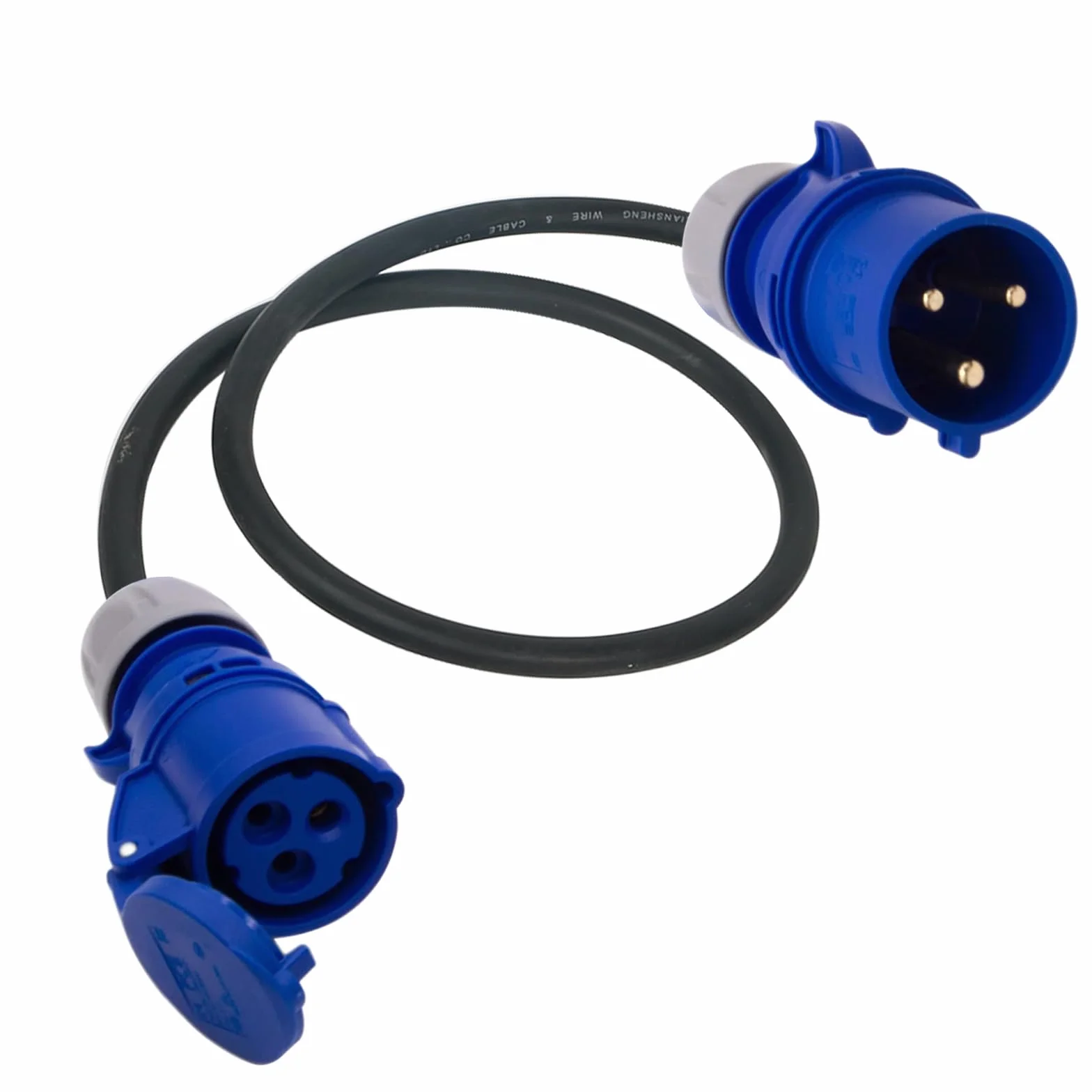 Adapter CEE 32 A na 16 A 3P, wtyczka 3G2.5 3P 32 A na 16 A niebieskie gniazdo CEE. 3x2.5mm2 konwerter przyłączeniowy kabel 230 V IP44, CEE adapter prądu (1 m)