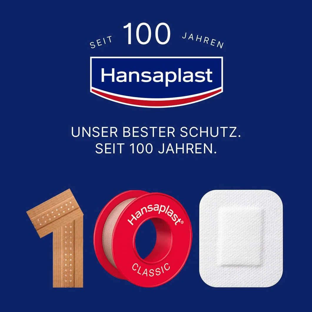 Hansaplast Uniwersalny plaster (1 m x 6 cm), odporny na zabrudzenia i działanie wody plaster na rany, z możliwością przycięcia rolka o dużej sile klejenia i Bacteria Shield