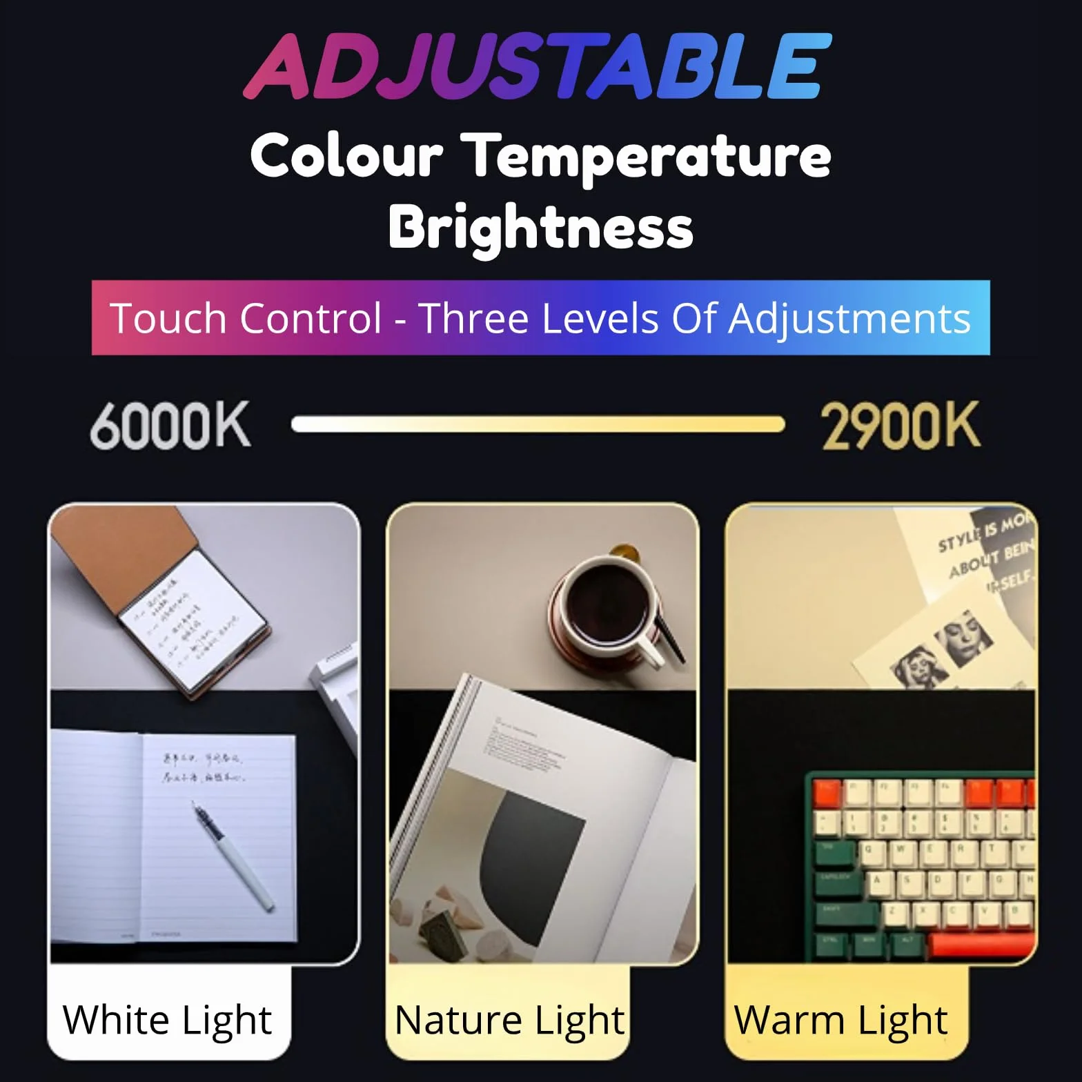 Lampa Monitora Komputerowego, Zakrzywiony Ekran Monitora 5 V 1 A Listwa świetlna do Pielęgnacji Oczu, E Reading LED Lampa Zadaniowa z funkcją ściemniania Dotykowego, 7 Kolorów RGB