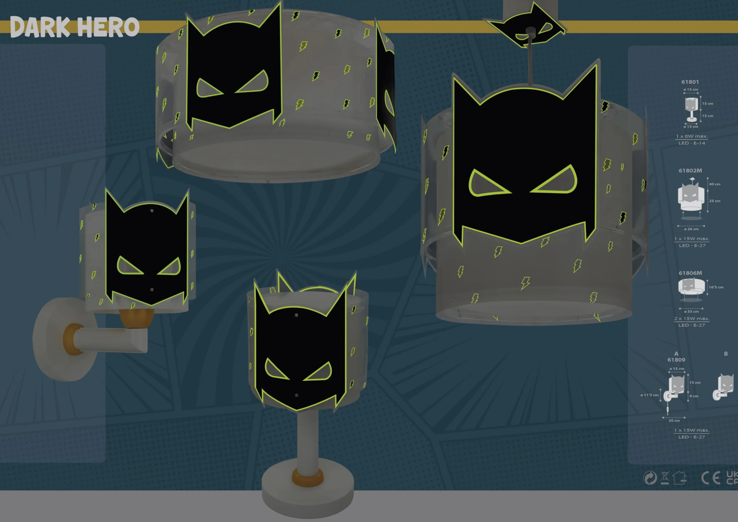 Dalber Kinkiet dla dzieci Dark Hero Superbohater
