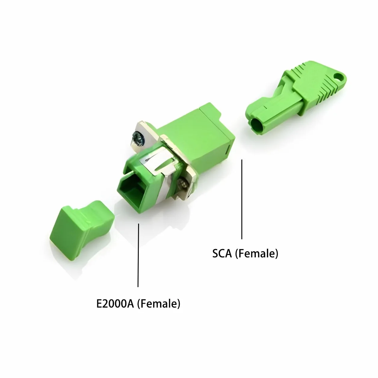 Elfcam - Adapter światłowodowy Simplex E2000/APC żeński na SC/APC żeński, zestaw 1 szt