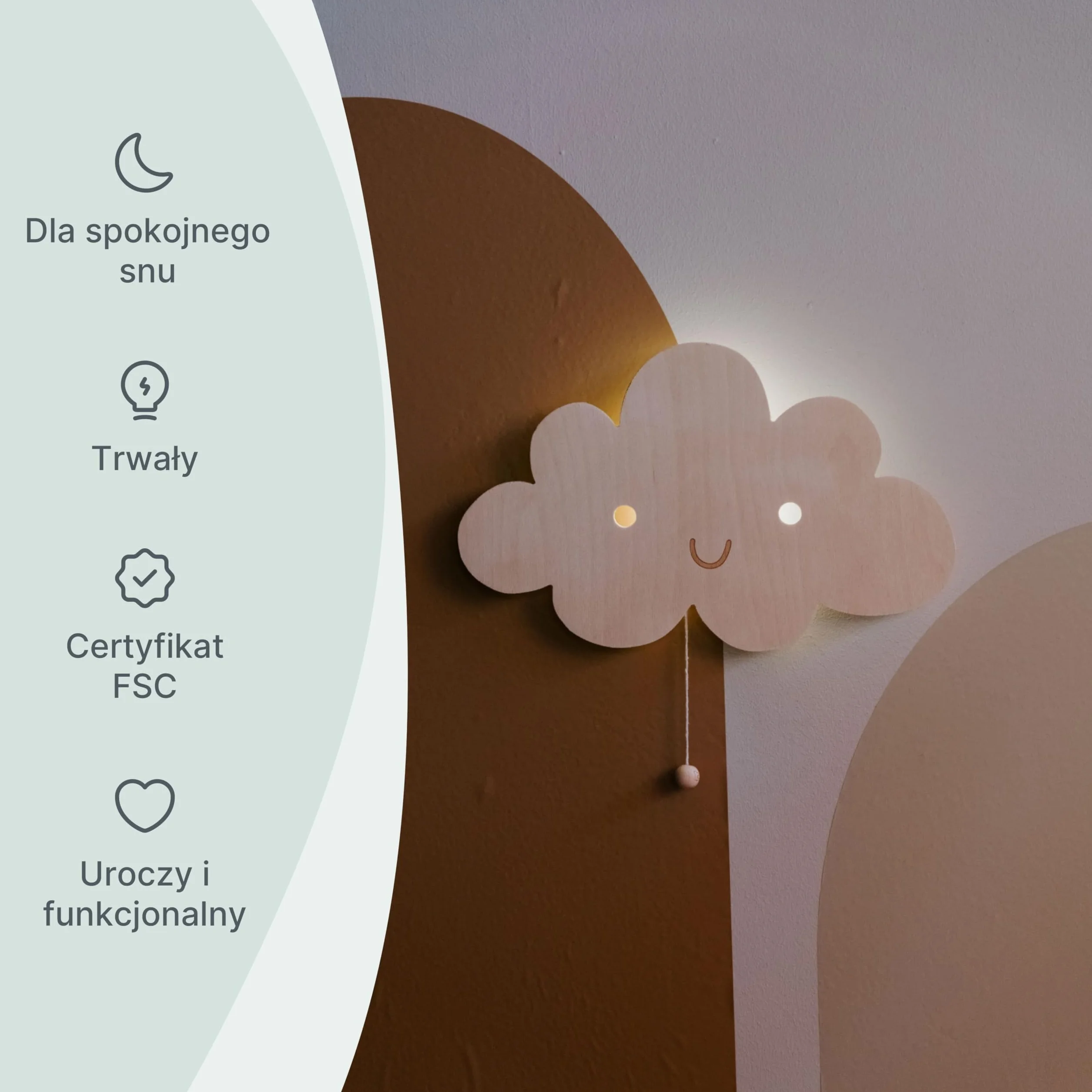 Baby's Only - Lampa ścienna chmurka Wonder - Brown - 38x24 cm