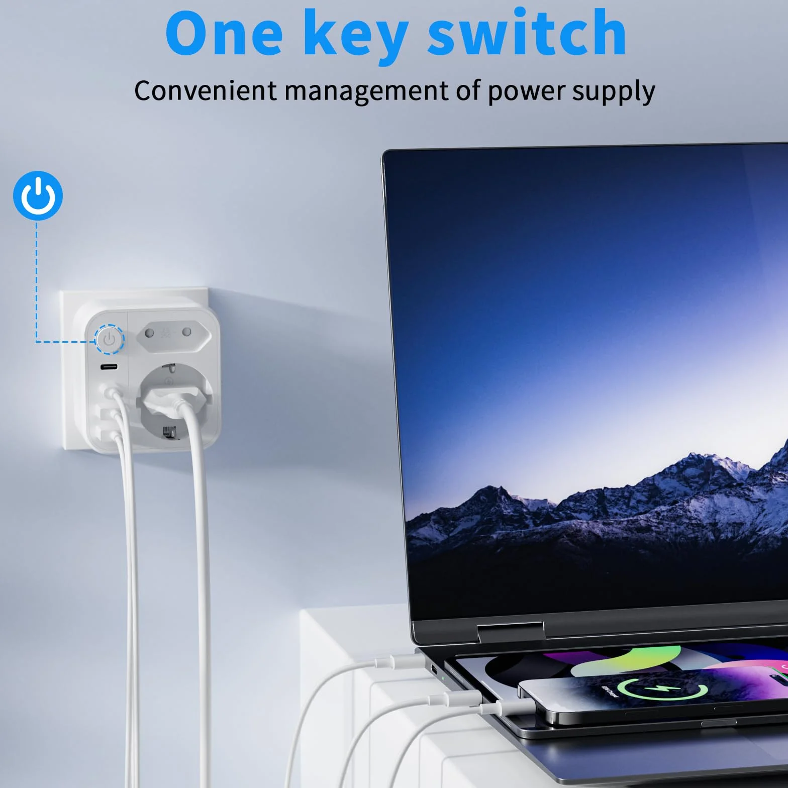Adapter podróżny 2500 W 2 USB A USB C Schuko typ A do Japonii USA Kanady biały