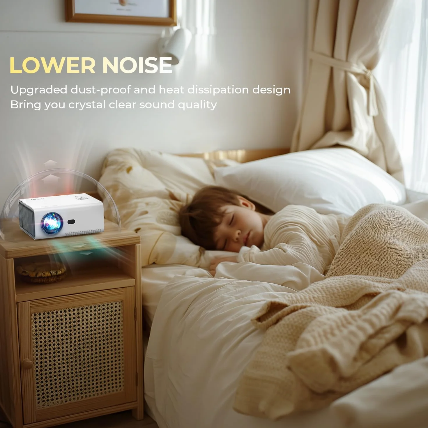 【Elektryczna ostrość】 YUZINO Mini projektor, 18000 lumenów Full HD 1080P WiFi Bluetooth Beamer, przenośny projektor zewnętrzny telefon komórkowy, kino domowe LED z zoomem do telefonu/laptopa/TV
