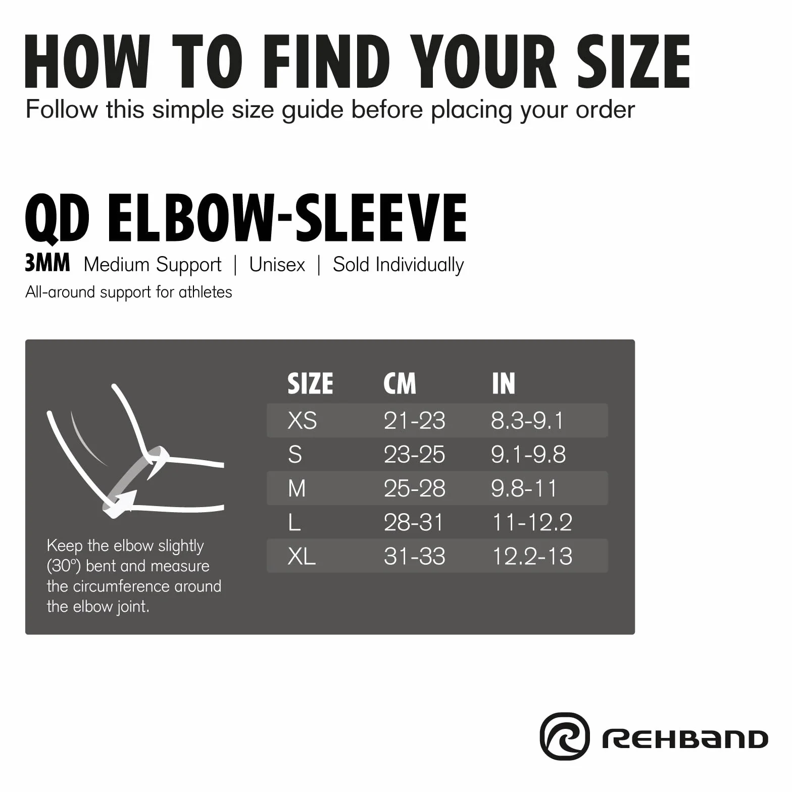 Rehband QD bandaż na łokcie, czarny, XL
