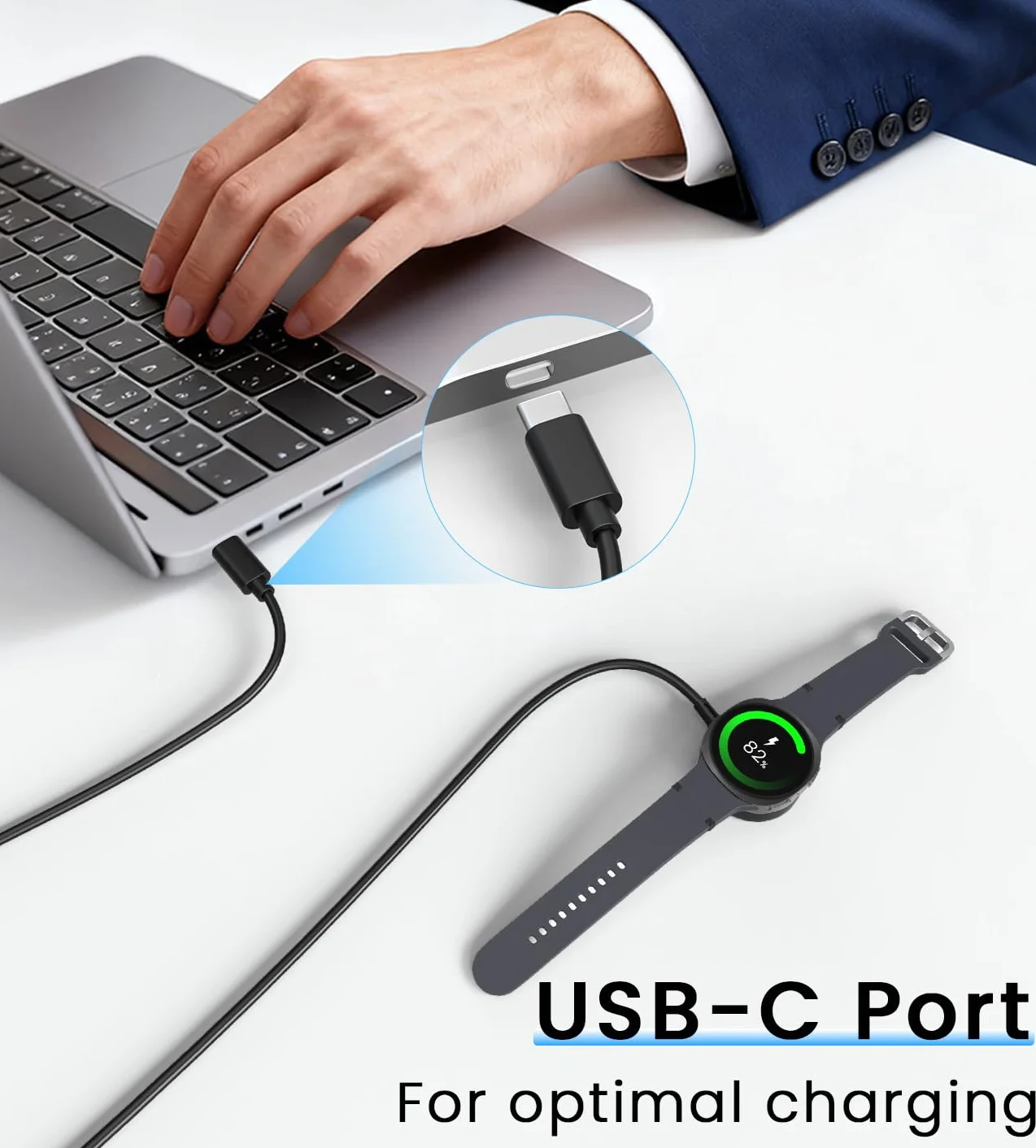 Magnetyczna ładowarka USB C do Samsung Galaxy Watch 8/8 Classic/7/6/6 Classic/5 Pro/5/4/3/FE/Ultra/Active 1/2