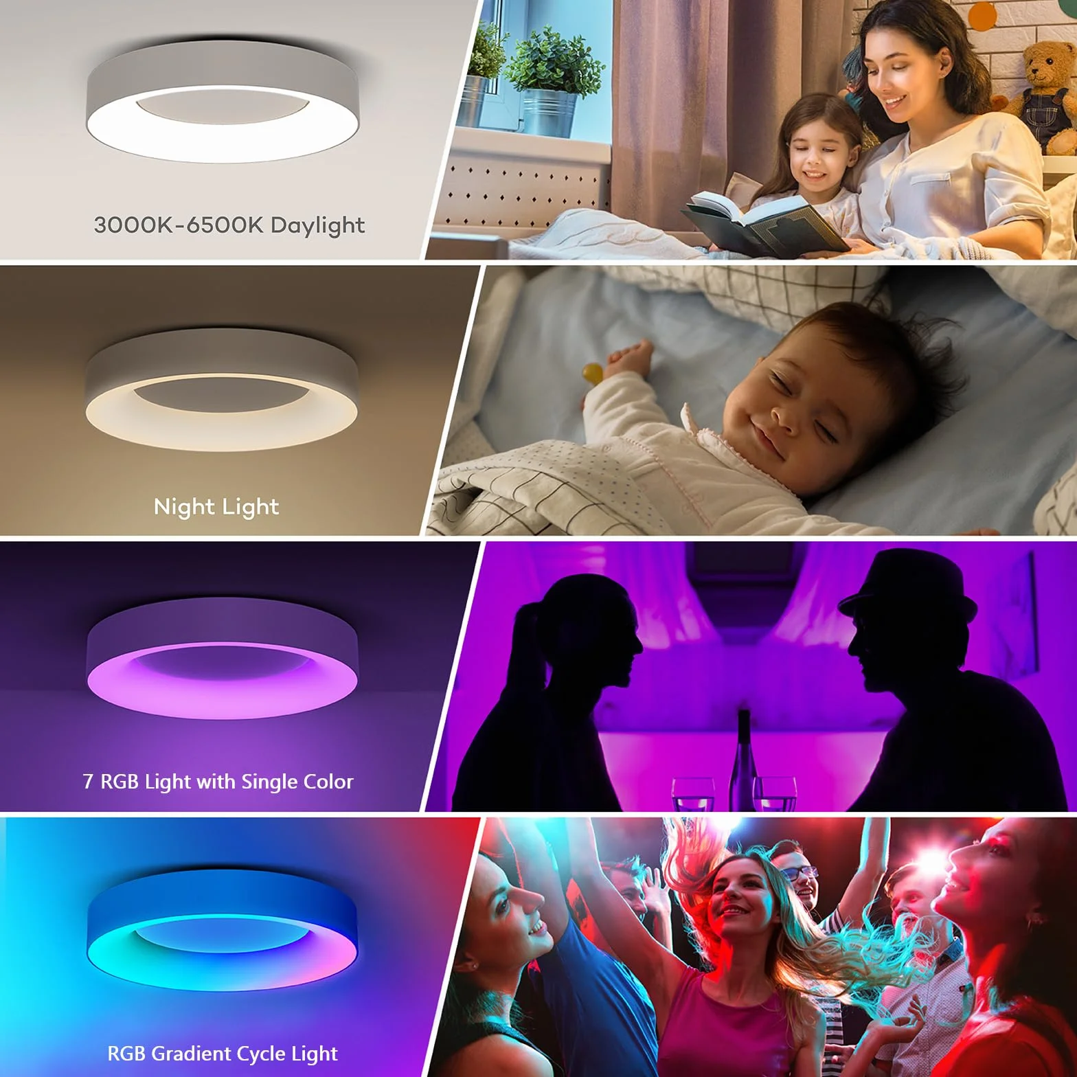 Matane Lampa sufitowa LED RGB, ściemniana, 24 W, lampa sufitowa z pilotem zdalnego sterowania, zmiana koloru 3000-6500 K, do salonu, sypialni, pokoju dziecięcego, kuchni, łazienki, okrągła, 28 cm