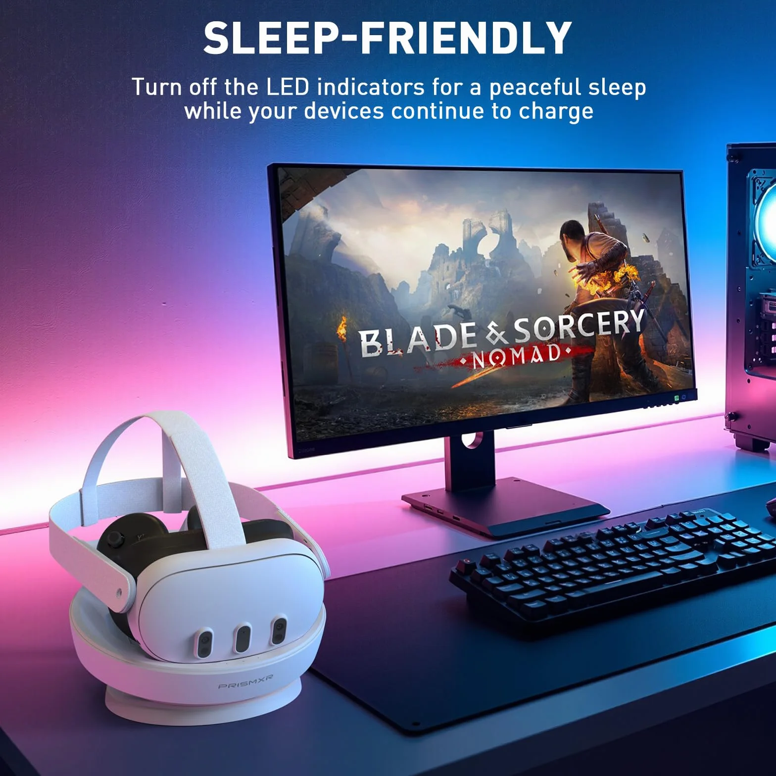 PRISMXR Stacja ładująca VR Carina D1 kompatybilna z Meta Oculus Quest 3 z 2 bateriami