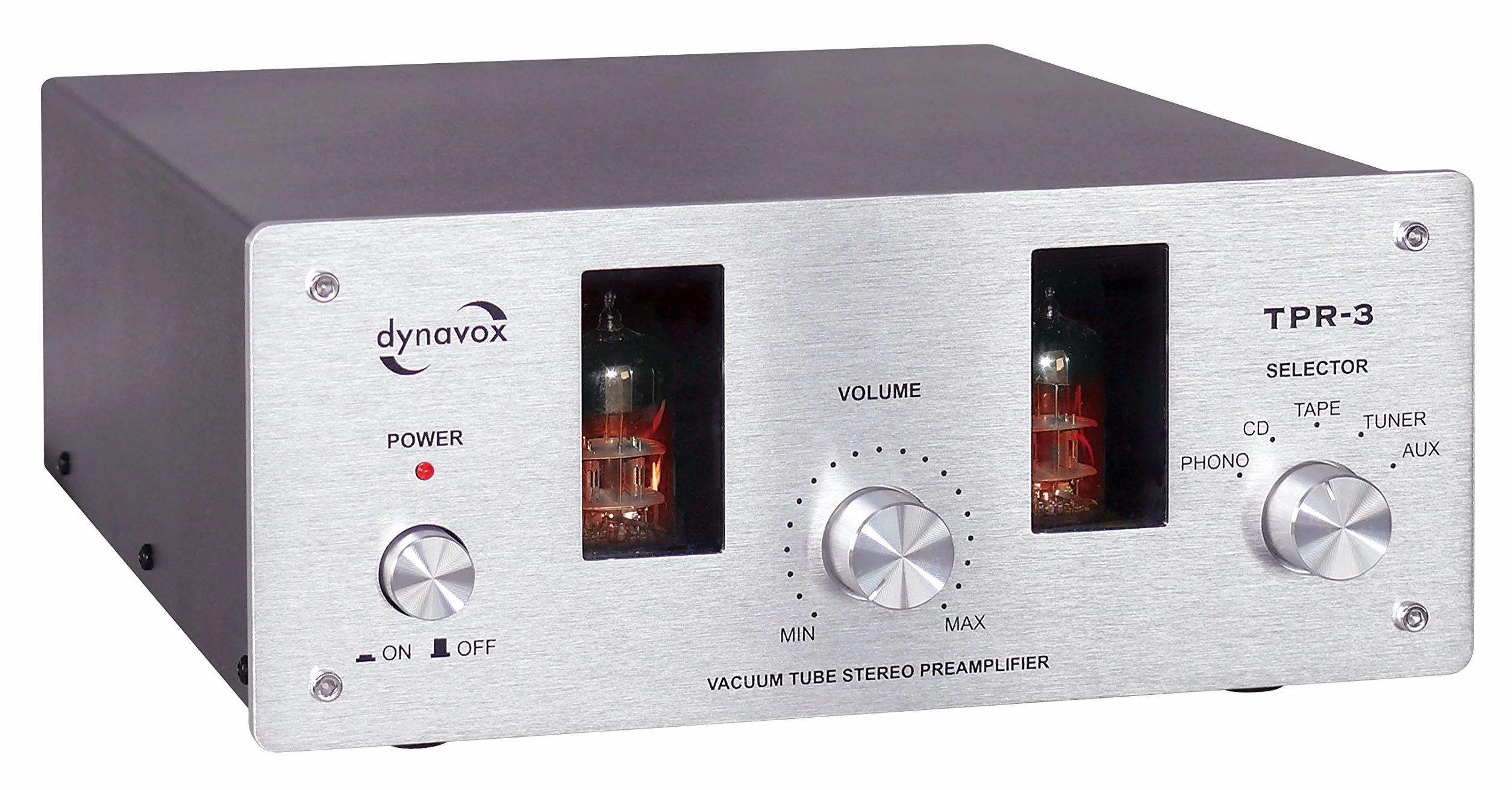 Dynavox TPR-3 Przedwzmacniacz rurowy 5 wejść cinch MM MC srebrny