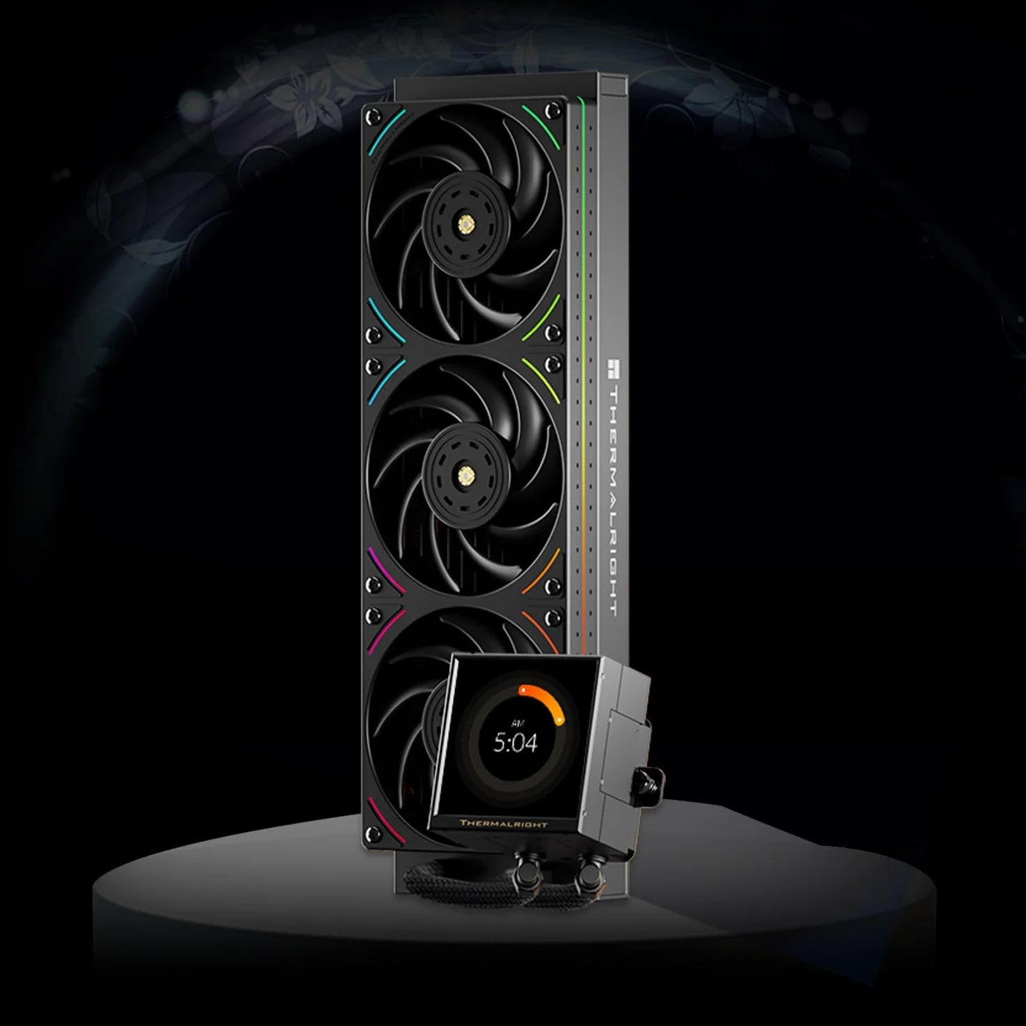 Thermalright-TR Peerless Vision 360 UB ARGB Black CPU Aio chłodnica, specyfikacja 360, system chłodzenia wody z wentylatorami wewnętrznymi, ekran LCD IPS o rozdzielczości 480 x 480, do AM4/AM5; Intel
