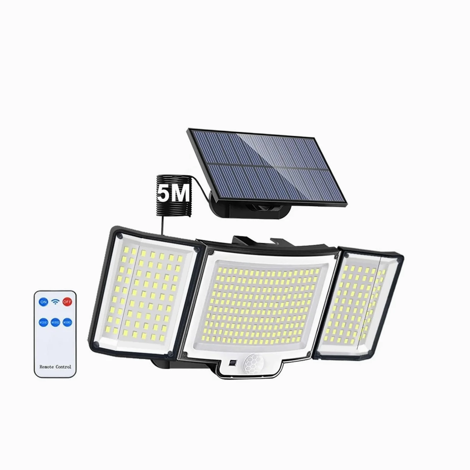Lampa solarna zewnętrzna, 328 zewnętrzne lampy słoneczne LED Super jasne 3 tryby światła powodziowe IP65 wodoodporna kinkiet z pilotem do ogrodu Yard