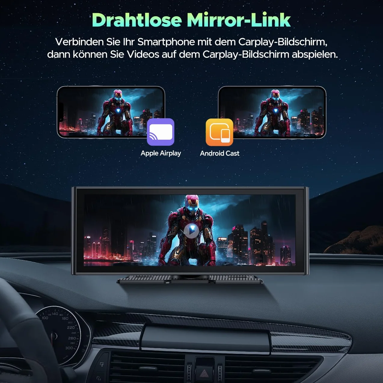 Lamto Radio Samochodowe 9,26" Apple Carplay Android Auto Przednia Kamera 4K 1080P Bluetooth 5.0 FM
