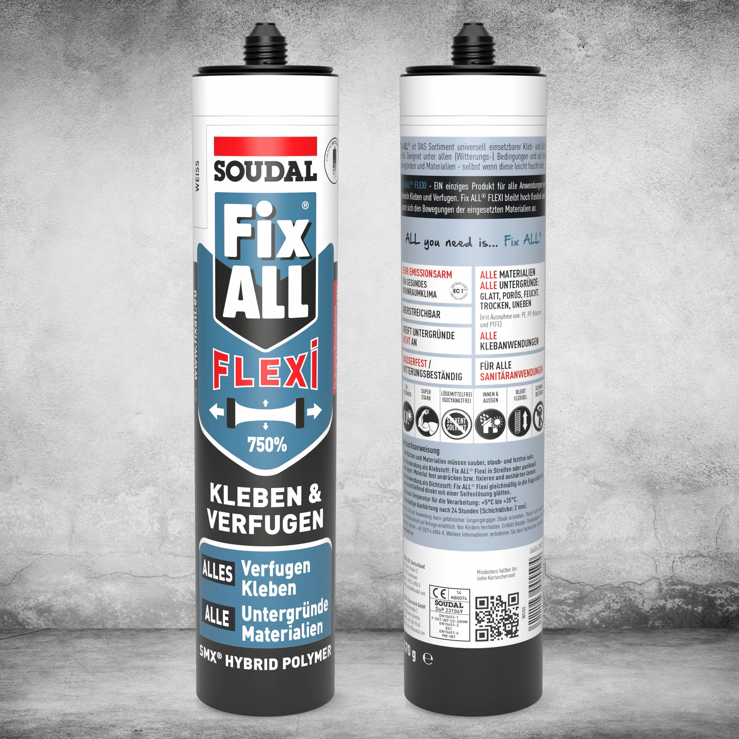 Soudal 105593 Fix All Flexi, uniwersalny klej, 470 g, biały, z dyszą zaciskową