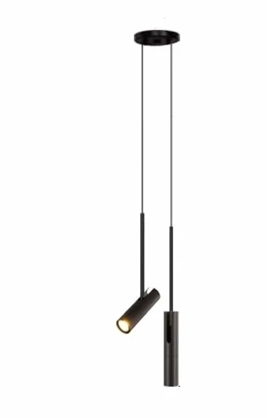Minimalistyczny żyrandol LED z regulowanym kątem, reflektor do sypialni, czytelni, salonu, dekoracyjna lampa wisząca przy łóżku, żyrandol - czarny, 2 głowice