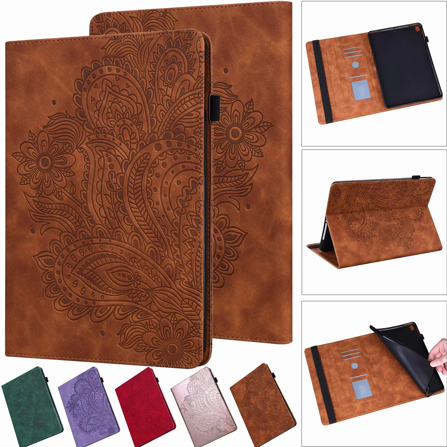 Etui do Samsung Galaxy Tab A9 Plus 2023, etui ochronne ze rysikiem i uchwytem na długopis, SM-X210/X215/X216/X218, ultra cienkie, z klapką ze skóry PU, etui do Samsung Tab A9 Plus (brązowe)