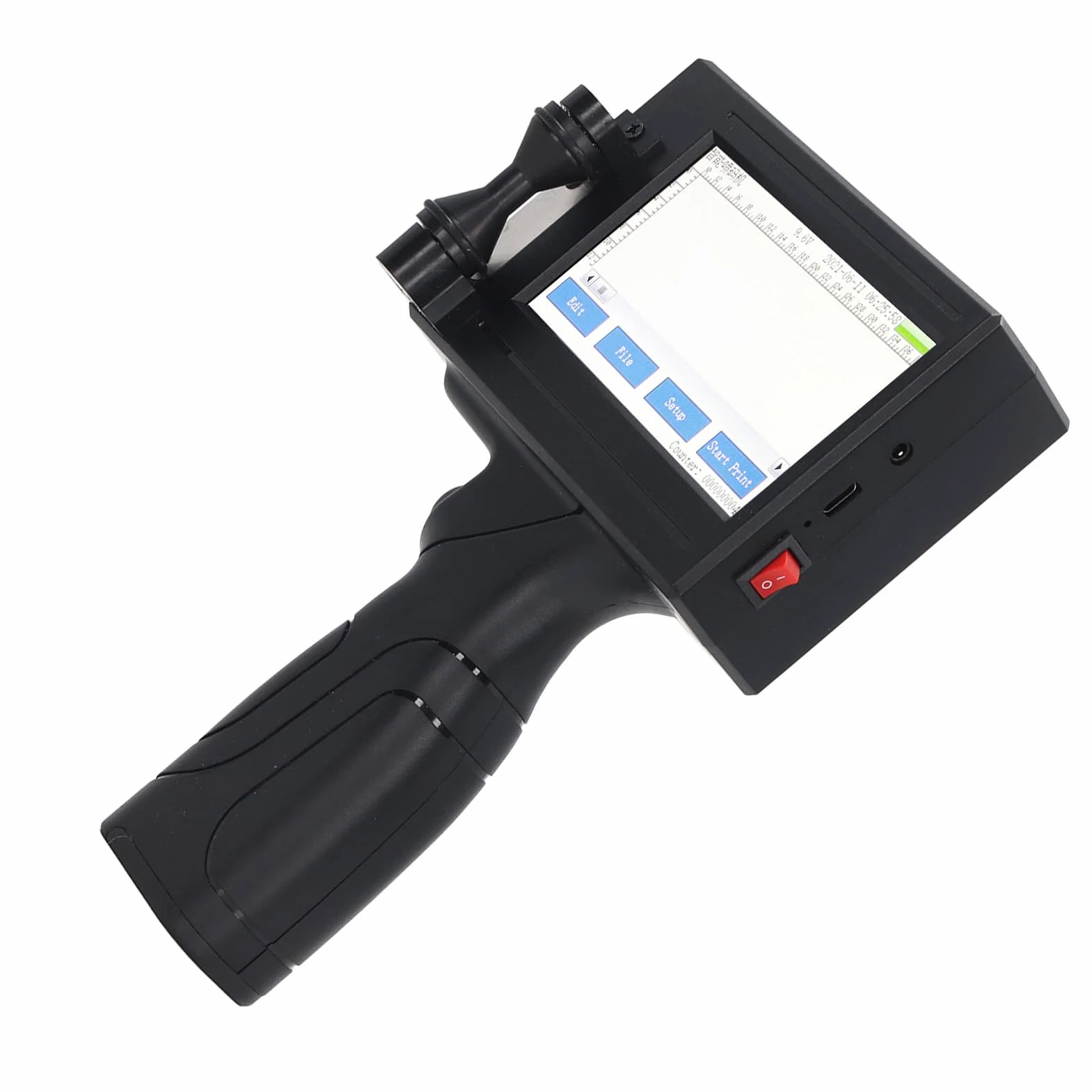 Ręczna Drukarka Atramentowa, Ręczny Pistolet do Drukarek Atramentowych SC18 12,7 Mm z Ekranem Dotykowym LED o Przekątnej 4,3 Cala, Przenośna Maszyna do Kodowania Atramentowego