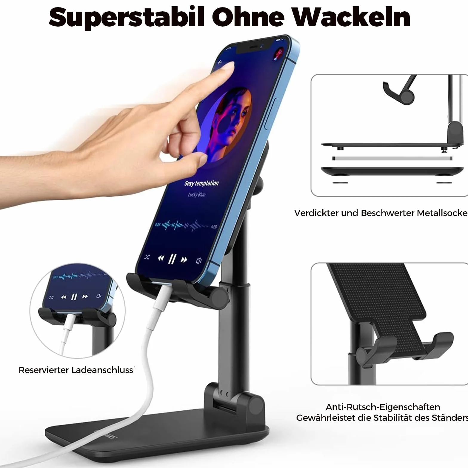VIKY® Uniwersalny składany uchwyt na telefon komórkowy, wielokątny stojak na telefony i tablety 13-33 cali, antypoślizgowy, regulowany, przenośny, czarny