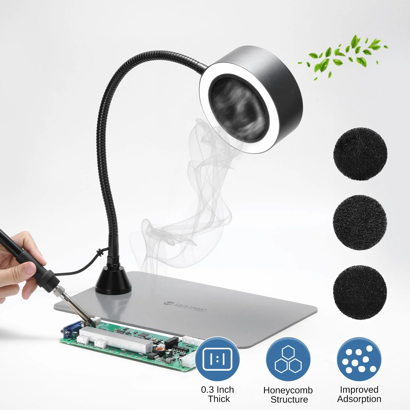 SainSmart Magnetyczny tłumik do lutowania z LED, stal nierdzewna, wymienny zacisk stołowy