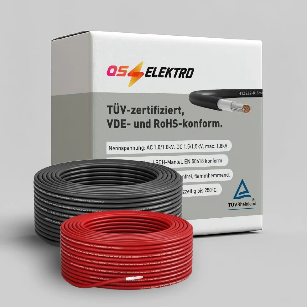Kabel solarny | H1Z2Z2-K | 6 mm2 | certyfikat TÜV | 50 m (czerwony)