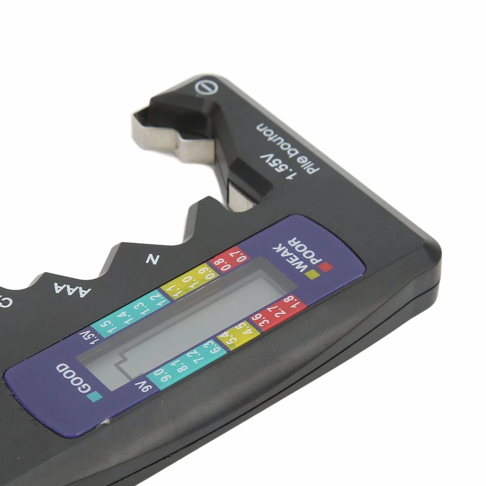 Tester Baterii, Cyfrowy Uniwersalny Kontroler Baterii do Baterii Guzikowych AA AAA C D N 1,5 V, Tester Baterii do Baterii Domowych(Czarny)