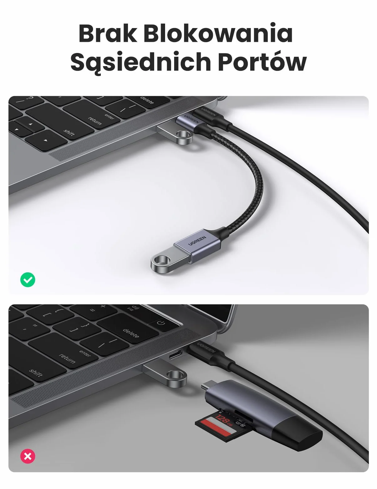 UGREEN USB 3.0 OTG Adapter USB C na USB A Kabel Jasnoszary
