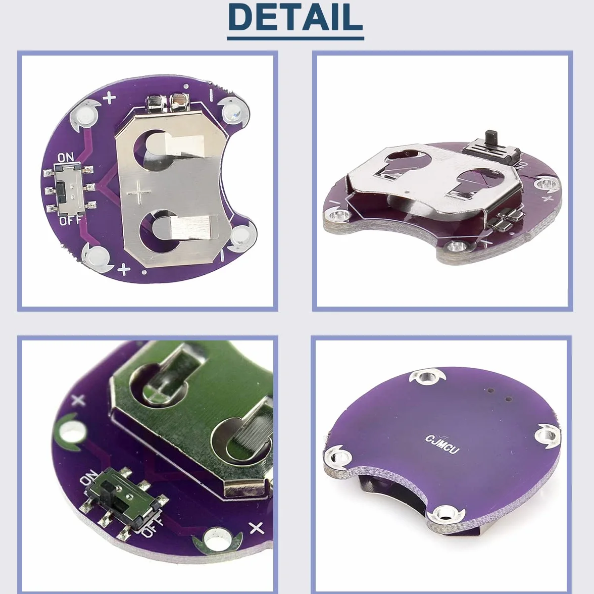 CR2032 Lilypad uchwyt na baterie guzikowe z przełącznikiem dźwigienkowym, moduł montażowy 24AWG (10 sztuk)